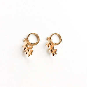 18K Gold Plated Boho Mini-hoop Earrings w/ Stars